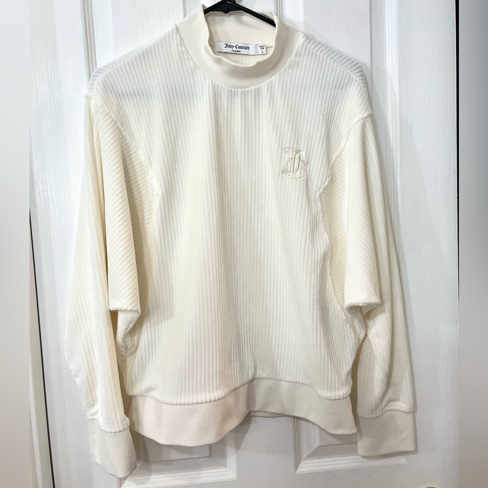 Juicy Couture Cream Ribbed Mock Neck Sweatshirt